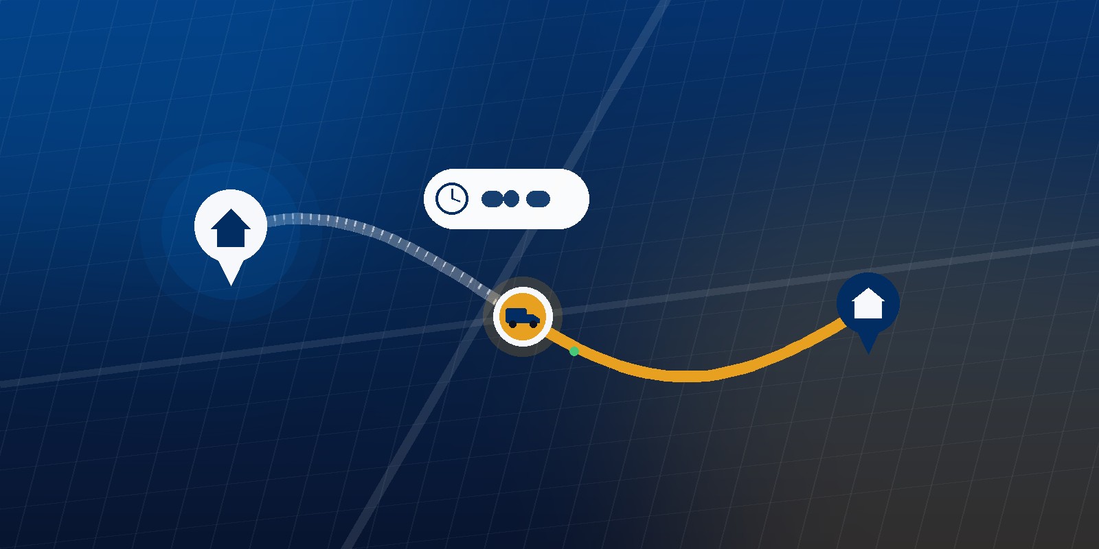 Live delivery route with vehicle in transit and an ETA