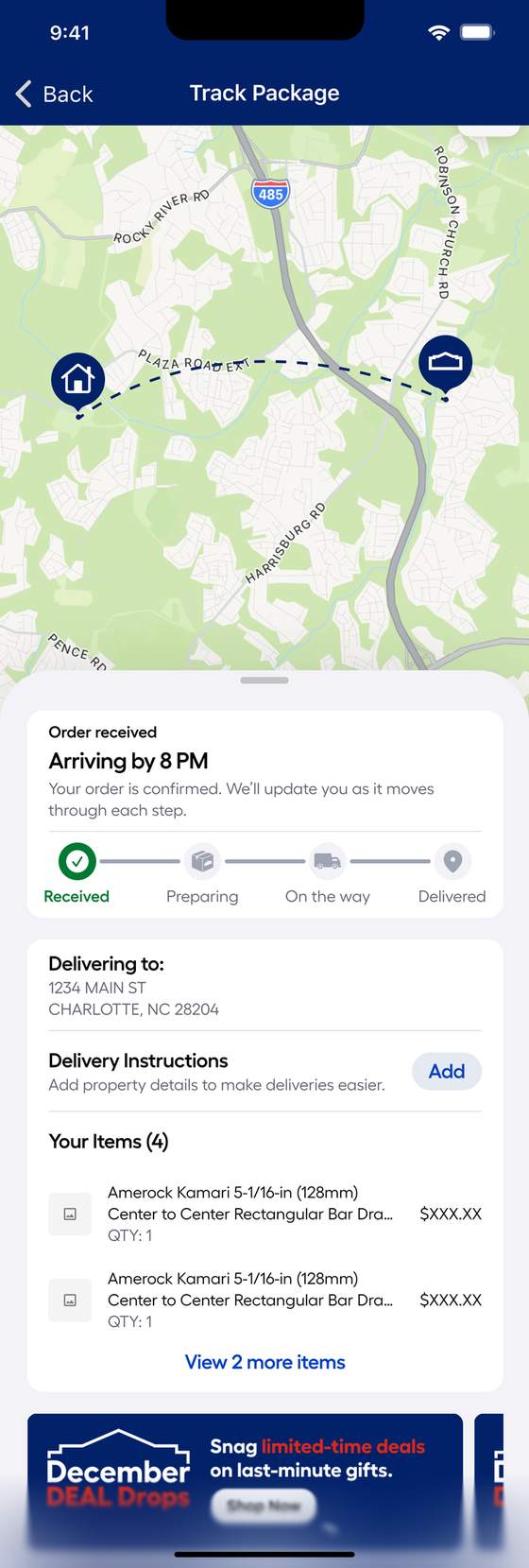 Live order tracking — s_received