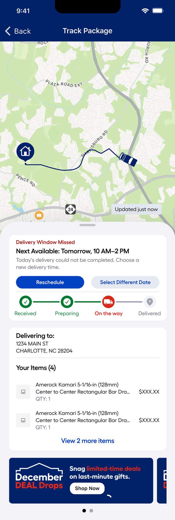 Live order tracking — s_truck_missed